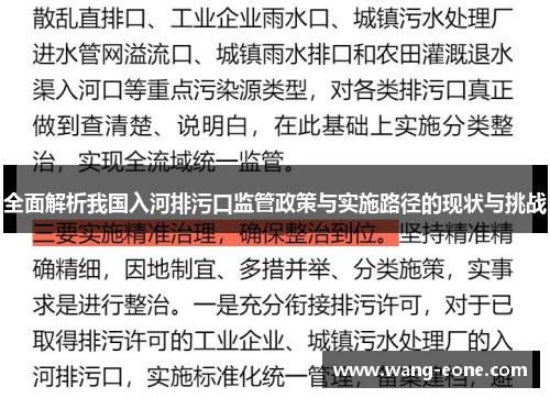 全面解析我国入河排污口监管政策与实施路径的现状与挑战